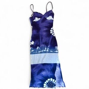 Urban & Co Blue Tie-Dye Bodycon Dress Mermaid Fairycore Y2K 2000s Ocean Beachy